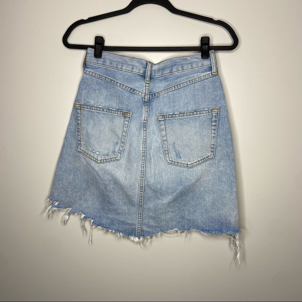 ZARA Light Wash Distressed Mini Skirt Denim Small - Picture 2 of 3
